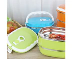 1/2 Layer Rectangle Stainless Steel Thermal Lunch Box Food Storage Container - Orange