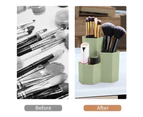 Makeup Brush Holder Organizer, 3 Slot Plastic Cosmetics Brushes Pen Storage green