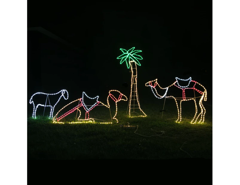 Christmas LED Motif Nativity Scene Camel Palm Tree Shepherd Ramadan Oasis Desert Bundle