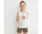 Baby and Girls Cotton Sleeveless Tee and Shorts Sets Little Girl Toddler Crewneck T-shirts Casual Cotton Tee Tops Sets-White