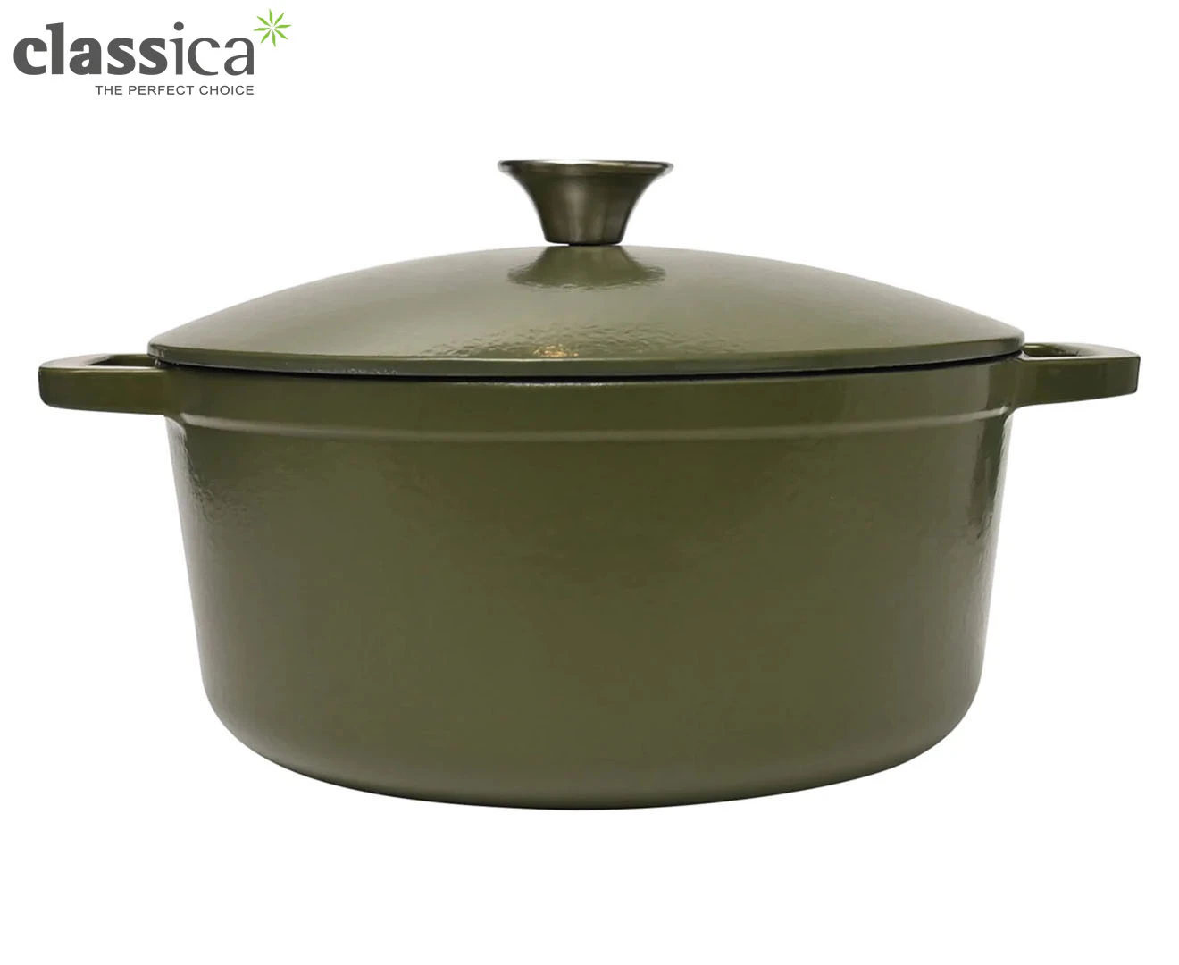 Classica 26cm/5.5L Oval Cast Iron Casserole Induction Cooking Pot Olive Green