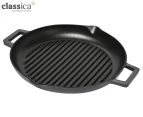 Classica 31cm Enameled Cast Iron Grill Pan - Warm Blue