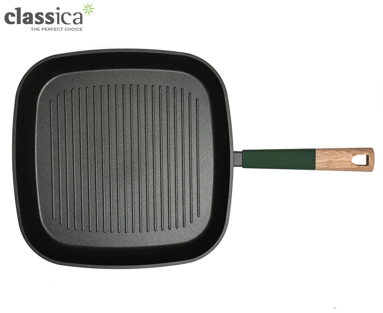 Classica 28cm Natura Diecast Aluminium Grill Pan Diamond Stone Square Black