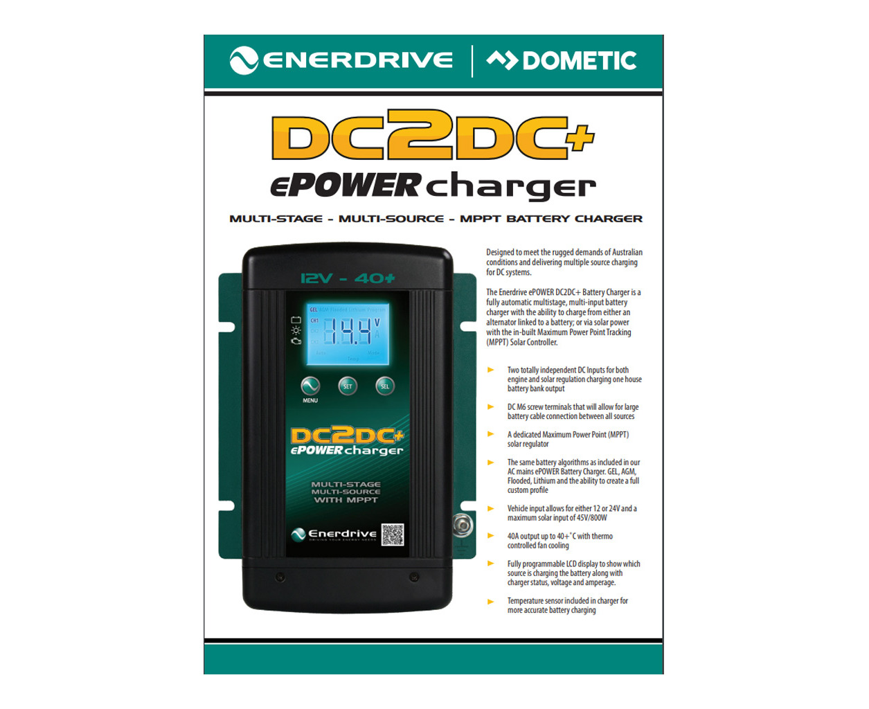 12V 40A DC2DC+ Battery Charger - ENERDRIVE