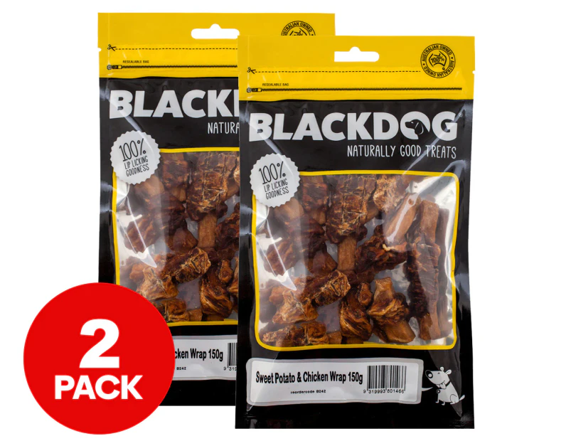 2 x Blackdog Sweet Potato & Chicken Wrap Natural Dog Treats 150g