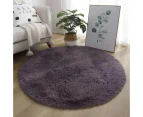 Floor Round Fluffy Rug Living Room Bedroom Extra Soft Shaggy Carpet Coffee Table Lavender Purple 60*60cm
