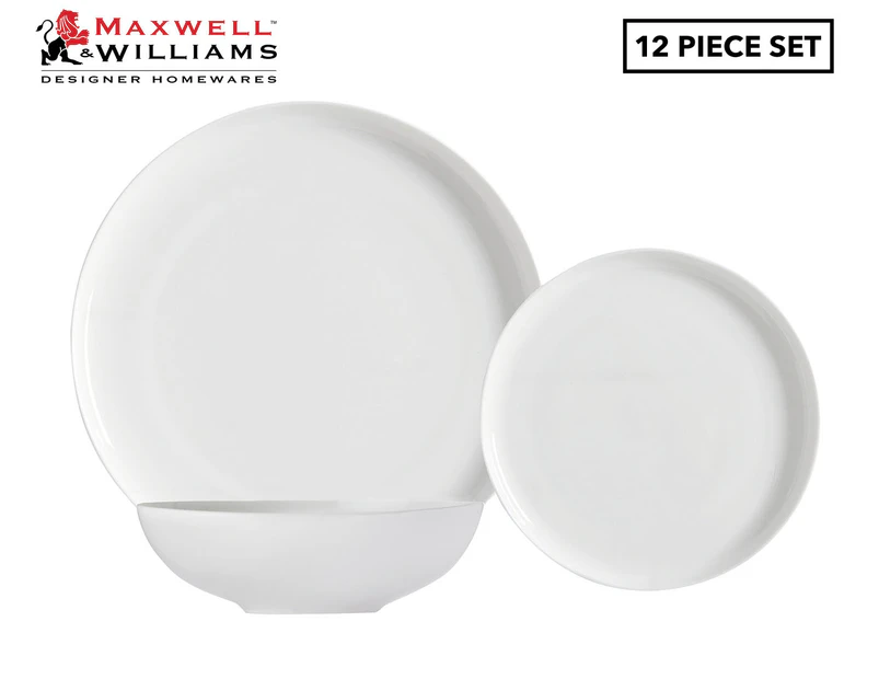 Maxwell & Williams 12-Piece Cashmere Mansion High Rim Dinner Set - White