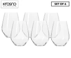 Set of 6 Krosno 540mL Harmony Stemless Wine Glasses