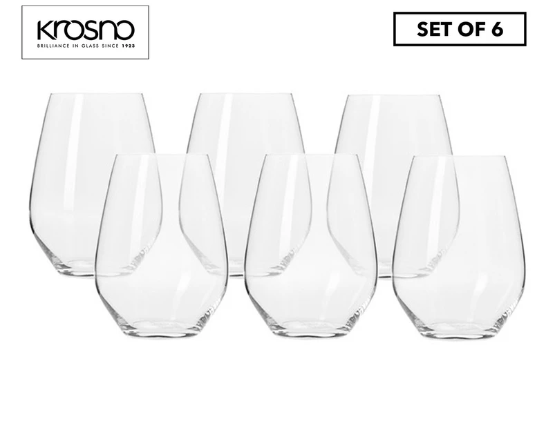 Set of 6 Krosno 540mL Harmony Stemless Wine Glasses