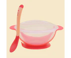Baby Children Training Feeding Dinner Bowl Spoon Tableware Set with Suction Cup - Yellow