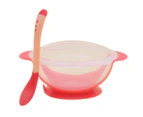 Baby Children Training Feeding Dinner Bowl Spoon Tableware Set with Suction Cup - Yellow