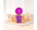 Coffee Capsule Cup BPA Free Food Grade Rustproof with Lid Eco-friendly Refillable Plastic Micro Mesh Coffee Pod Filter for Cafe - Purple