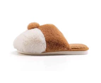 AOMEI Unisex Warm Animal Slippers Corgi Plush Slip On House Shoes-Yellow