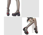 AOMEI Womens Chunky Heel Goth Platform Mary Jane Lolita Wedges Dress Shoes-Heart Black