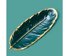 Exquisite Plate Stylish Porcelain Creative Feather Shape Food Plate for Home - Emerald