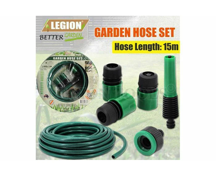 5pc Garden Water Hose Pipe w/ Connecting Set 15m For Watering Garden Car Wash