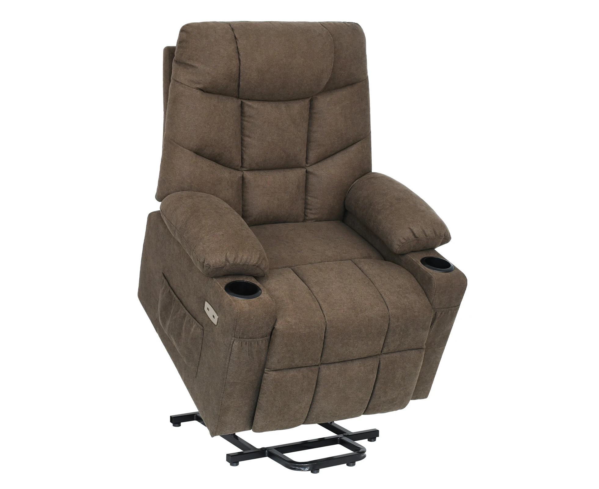 Advwin Electric Lift 8 Point Heated Massage Recliner Chairs Brown