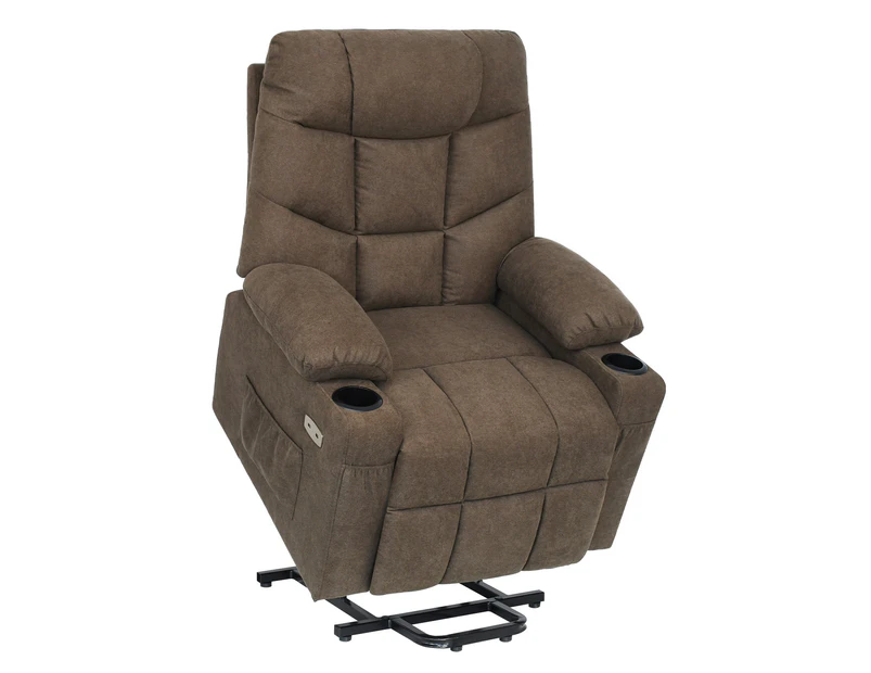 Advwin Massage Chair Electric Lift Recliner Chairs 8 Point Heated Vibration Armchair Lounge Brown