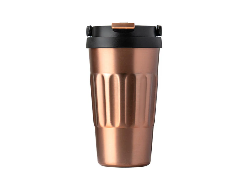 400/500ML Vacuum Flask with Lid Hidden Handle Wide Mouth Vintage Leak-proof Keep Warm Portable Stainless Steel Coffee Mug for-Golden 500ML