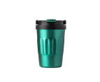 400/500ML Vacuum Flask with Lid Hidden Handle Wide Mouth Vintage Leak-proof Keep Warm Portable Stainless Steel Coffee Mug for-Green 400ML