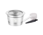 Coffee Capsule Reusable Food-grade Leakproof Eco-friendly Precise Espresso Cup Stainless Steel Refillable Coffee Filter Pot Kitchen Accessories-Silver