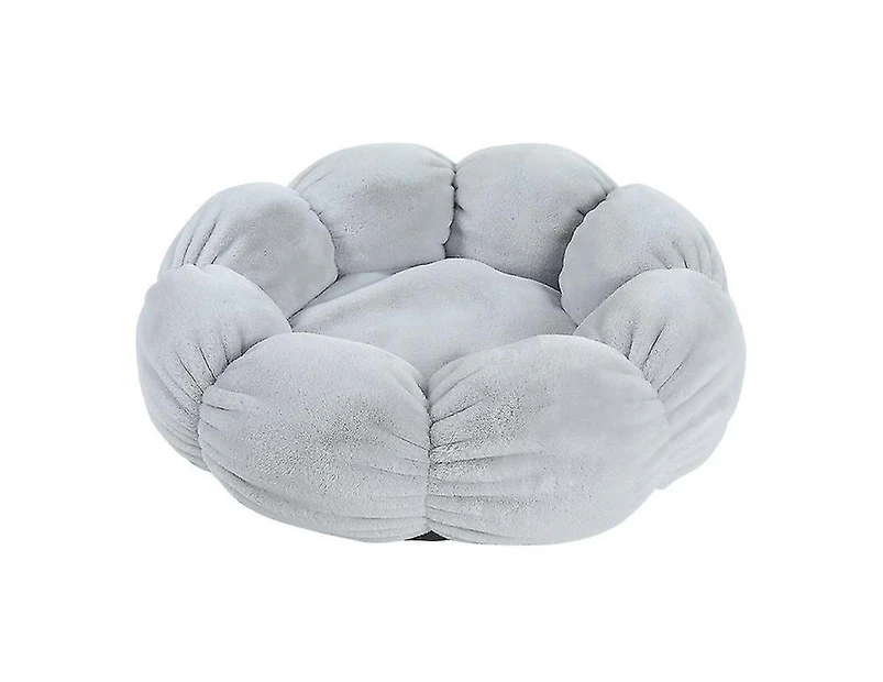 40cm Cute Pet Kennel Round Cute Cat Winter Plush Cat Kennel Universal Dog Kennel For All Seasons Grey