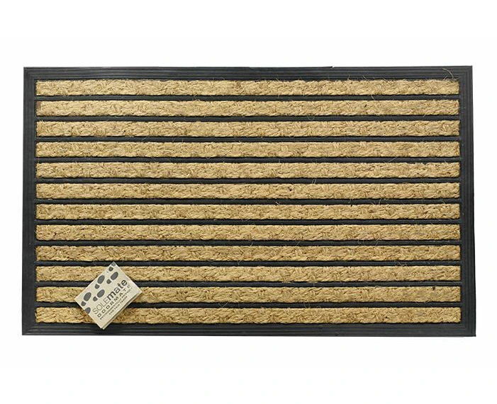 Rubber & Coir Ribbed Heavy Duty Doormat Front Door Mat Floor - 45cm x 75cm