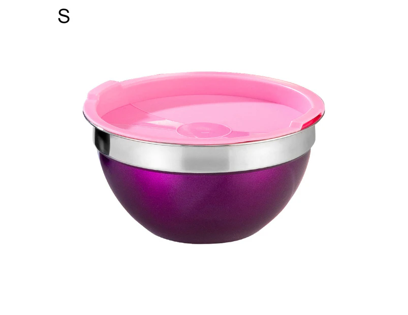Salad Bowl Anti-rust Sturdy Washable Round Bowl with Plastic Cap Salad Fruit Pan for Home