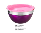 Salad Bowl Anti-rust Sturdy Washable Round Bowl with Plastic Cap Salad Fruit Pan for Home
