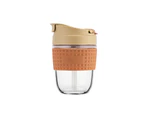 Straw Cup Leakproof Anti-slid Glass Creative Bright-colored Water Cup for Home - Tan