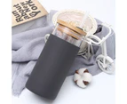 Water Bottle Anti-scalding with Straw High Borosilicate Glass Portable Drinking Cup for Home - Matte Gray