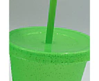 Water Bottle Reusable High-capacity PP Straw Green Drinking Tumbler Cup for Office - Green