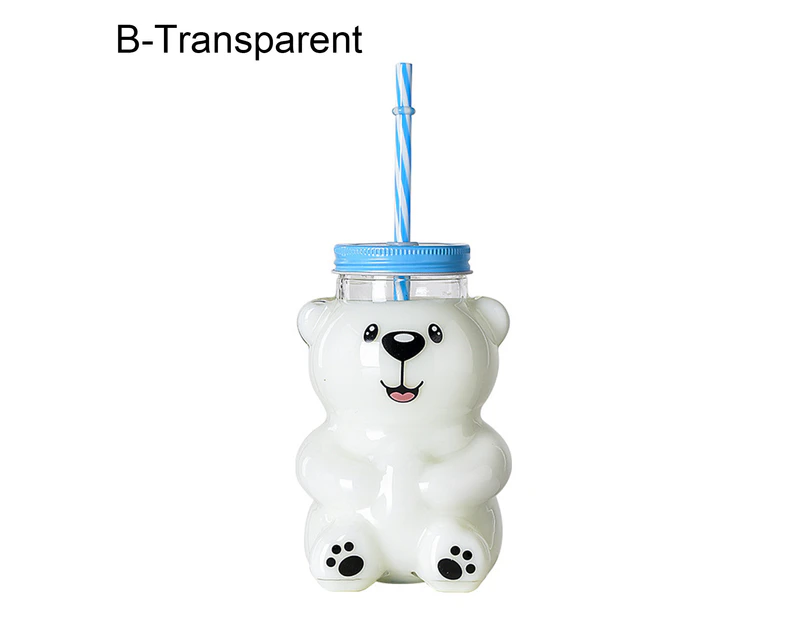 Water Bottle Creative Cartoon Glass Heat Resistant Bear Sippy Cup for Home - B