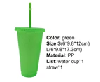 Water Bottle Reusable High-capacity PP Straw Green Drinking Tumbler Cup for Office - Green