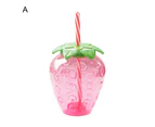 Water Bottle Cartoon Food Grade PP Wide Application Strawberry Straw Cup for Home - A