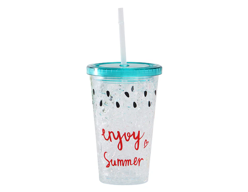 Water Cup Eco-friendly with Lid Plastic Lovely Sweet Straw Bottle for Home - Transparent