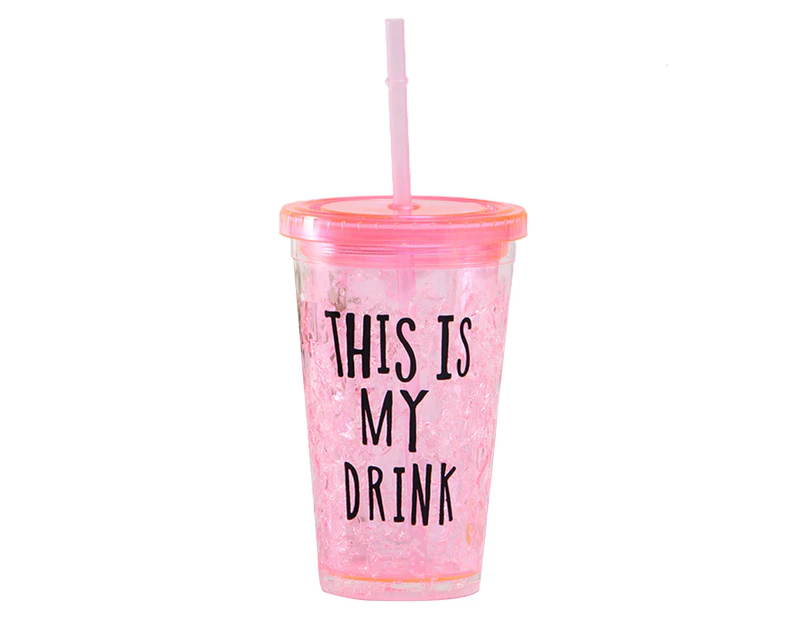 Water Cup Eco-friendly with Lid Plastic Lovely Sweet Straw Bottle for Home - Pink