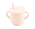 Water Cup Soft Leakproof Silicone Baby Straw Feeding Drinking Glass for Home - Pink