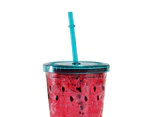 Water Cup Eco-friendly with Lid Plastic Lovely Sweet Straw Bottle for Home - Red