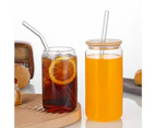 8pcs 16oz Can Shaped Glass Cups with Lids and Straws