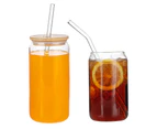 4pcs 16oz Can Shaped Glass Cups with Lids and Straws