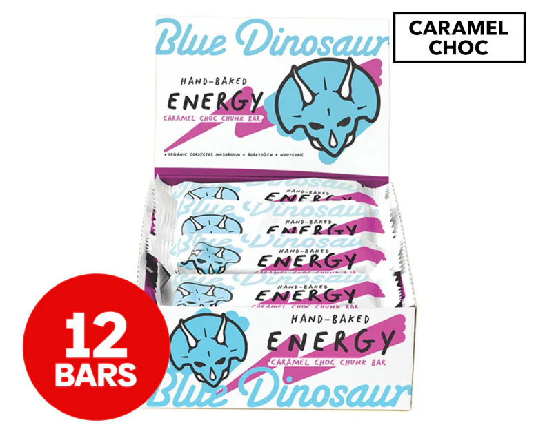 12 x Blue Dinosaur Energy Bar Caramel Choc Chunk 45g