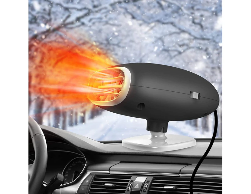 12V 150W Portable Car Heater, 2 in 1 Car Heater and Cooling Fan Defroster for Car Windshield Fast Fan Defroster Cigarette Lighter Plug - Black