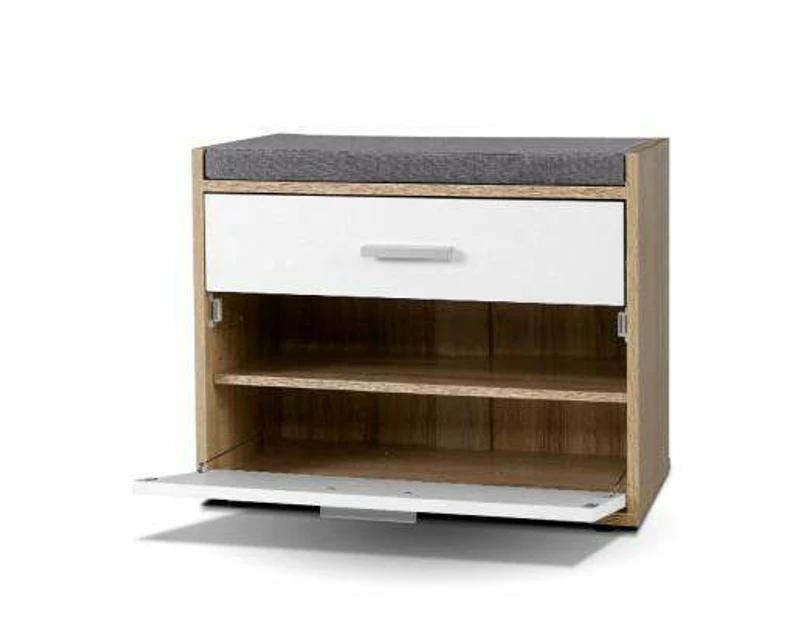 Artiss Shoe Cabinet Bench Shoes Storage Organiser Rack Fabric Seat Wooden Cupboard Up to 8 pairs