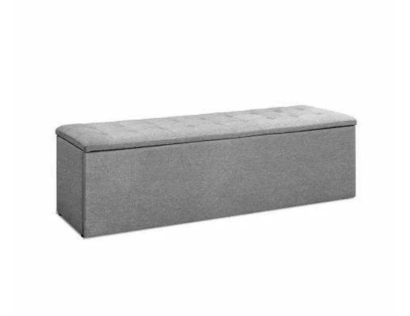 Artiss Storage Ottoman Blanket Box Grey LARGE Fabric Rest Chest Toy Foot Stool