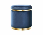 Artiss Foot Stool Round Velvet Ottoman Foot Rest Pouffe Pouf Padded Seat Footstool Navy