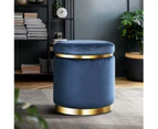 Artiss Foot Stool Round Velvet Ottoman Foot Rest Pouffe Pouf Padded Seat Footstool Navy