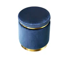 Artiss Foot Stool Round Velvet Ottoman Foot Rest Pouffe Pouf Padded Seat Footstool Navy