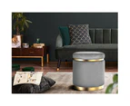 Artiss Round Velvet Ottoman Foot Stool Foot Rest Pouffe Pouf Padded Seat Living Room - Charcoal Grey