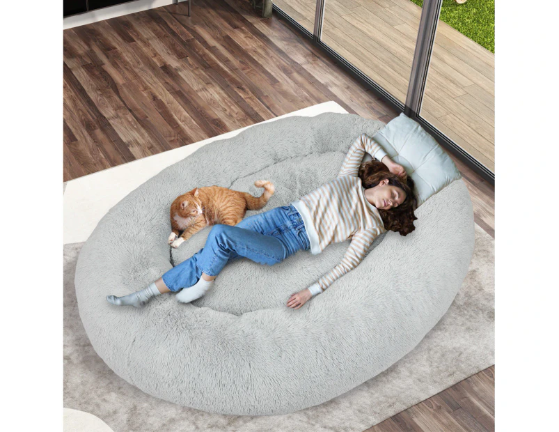 TheNapBed Pet Beds Dog Cat Warm Kennel Round Calming Nest Cave Grey 180cm